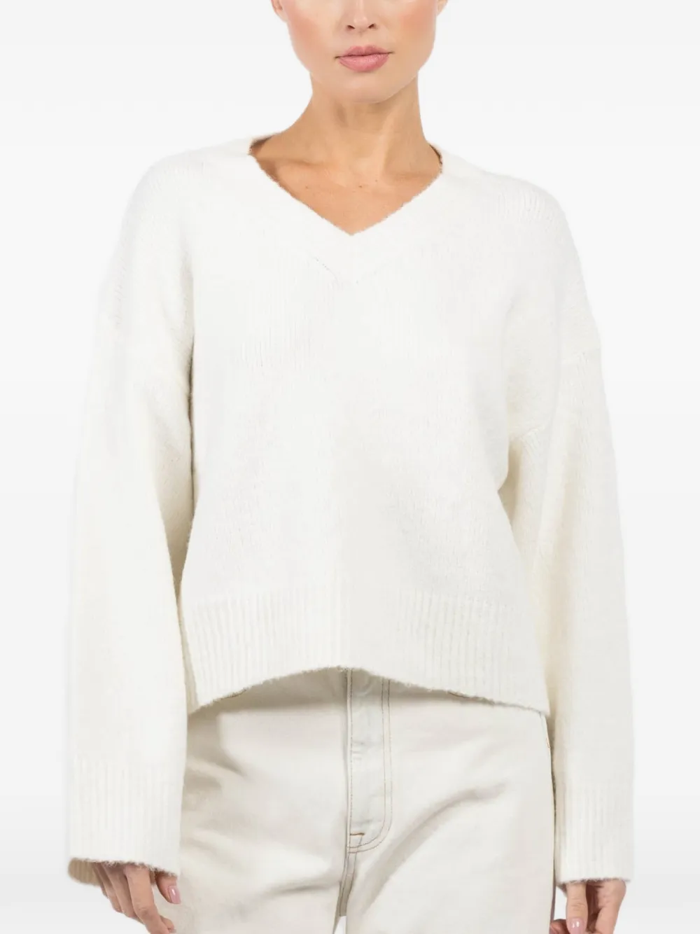 Lyla + Luxe V-neck long-sleeve knitwear - Weiß