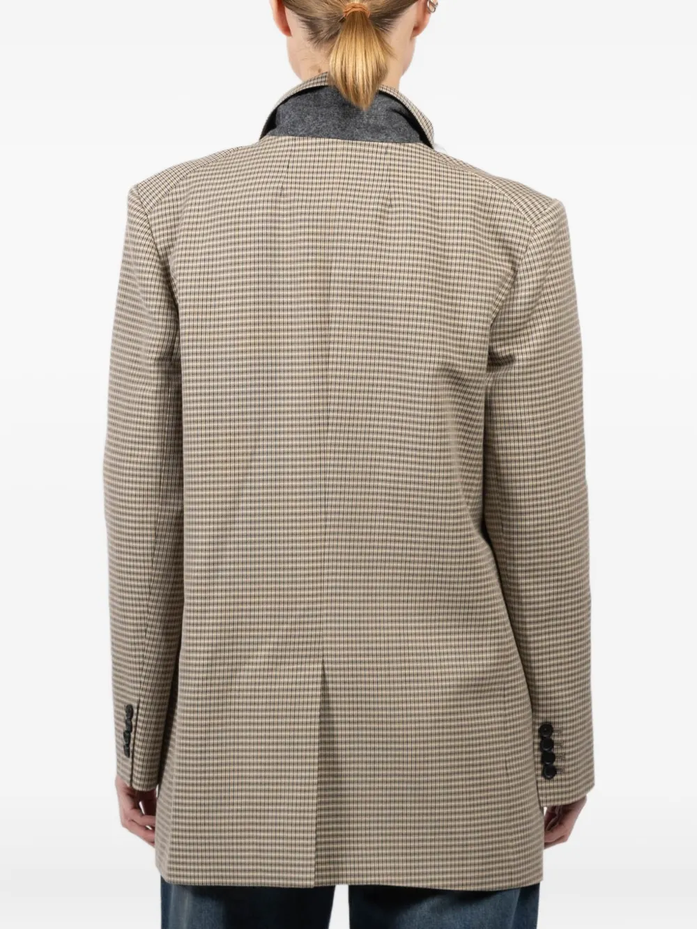 Kulson George Double-breasted Check Jacket In Neutral