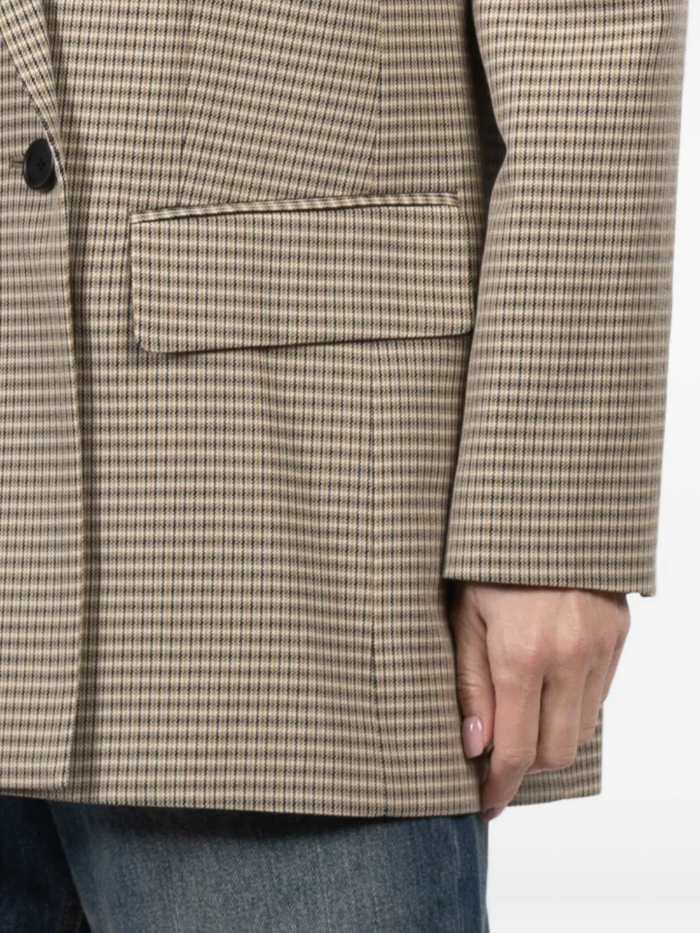 Kulson George Double-breasted Check Jacket In Neutral