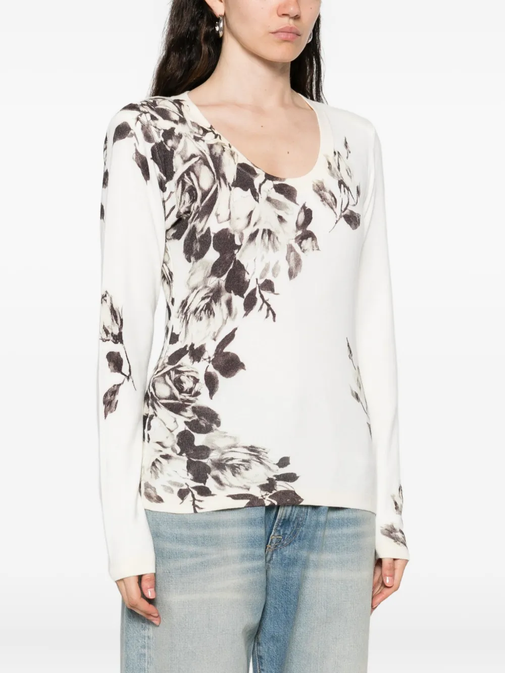 Blugirl Top met bloemenprint Wit