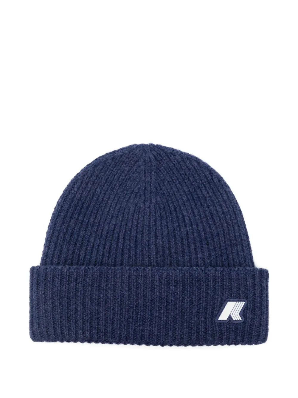K-way Kids' Ribbed Logo Beanie In Blue