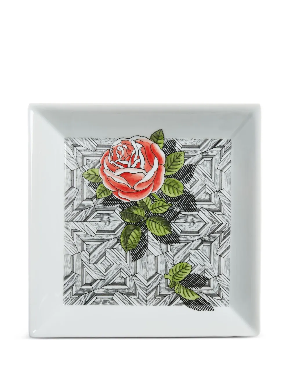 Fornasetti Musciarabia Con Rose Tray (20,8cm X 20,8cm) In White