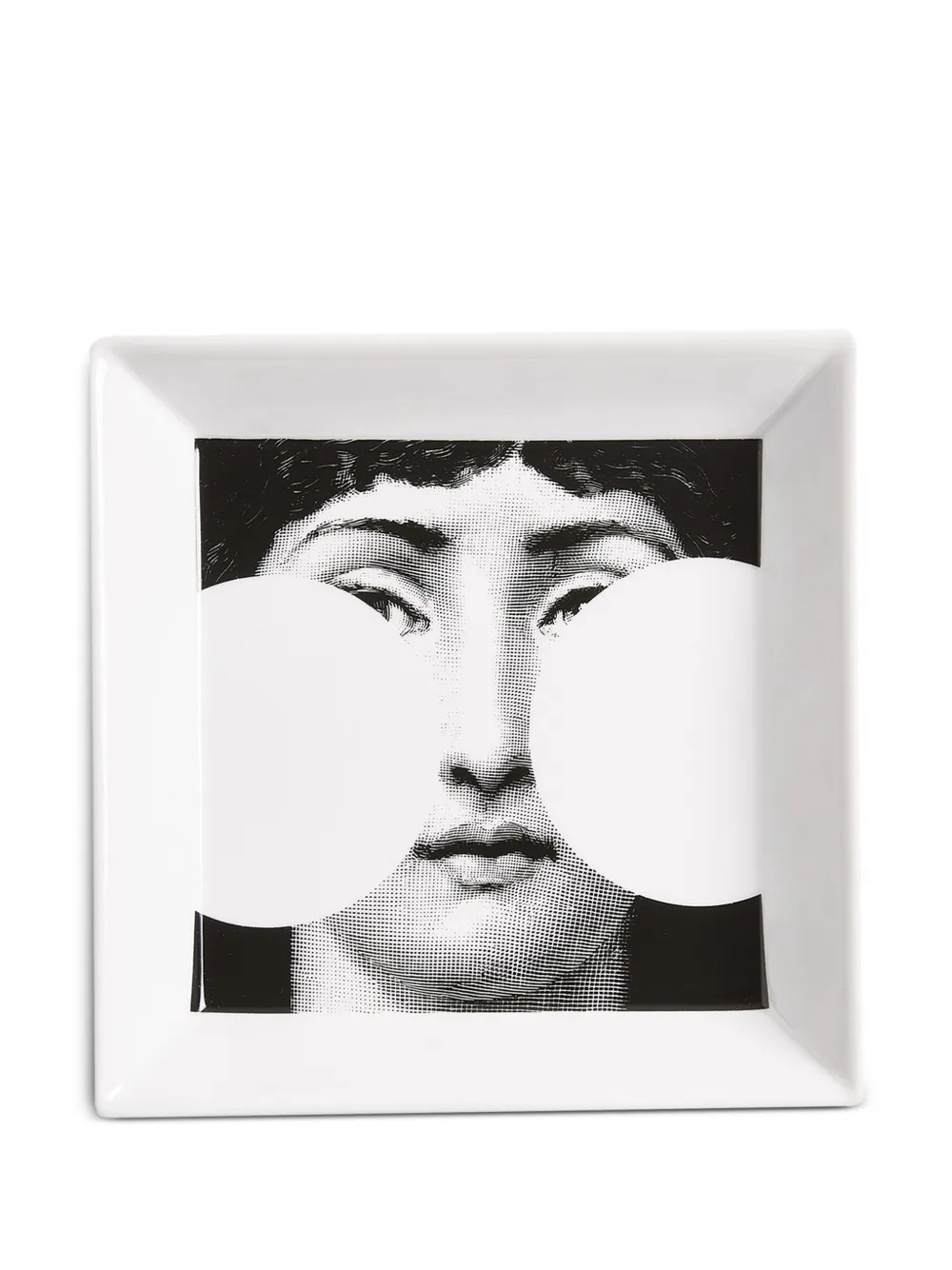 Fornasetti Vide-poche square face tray (20,8cm x 20,8cm) | White | Image 1