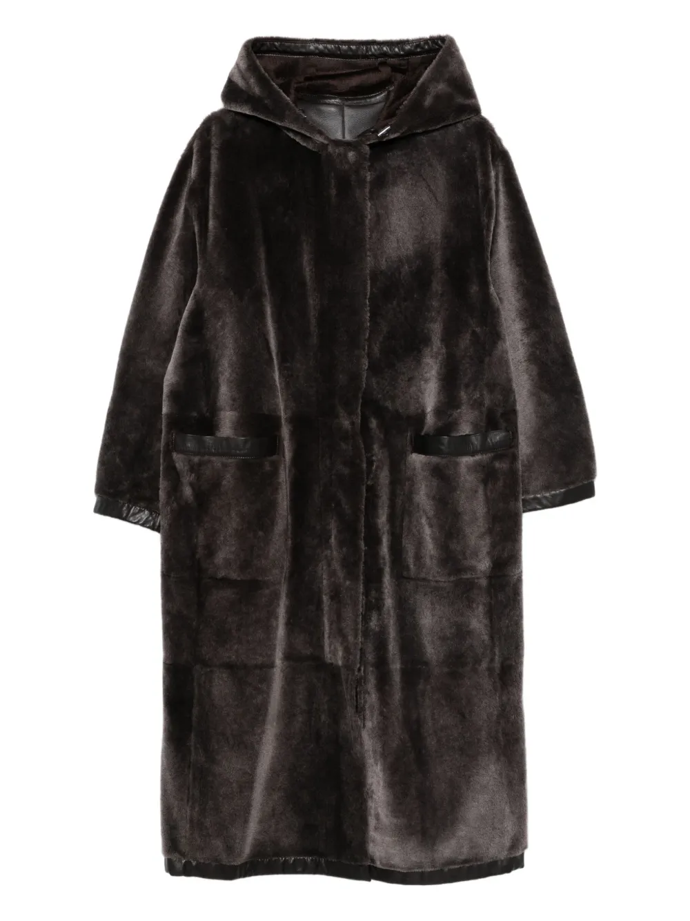 Giorgio Armani abrigo con capucha y bolsillo | marrón | Image 1