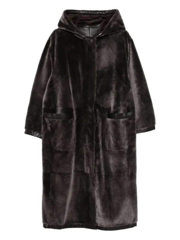 Giorgio Armani Hooded Pocketed Coat in Brown
