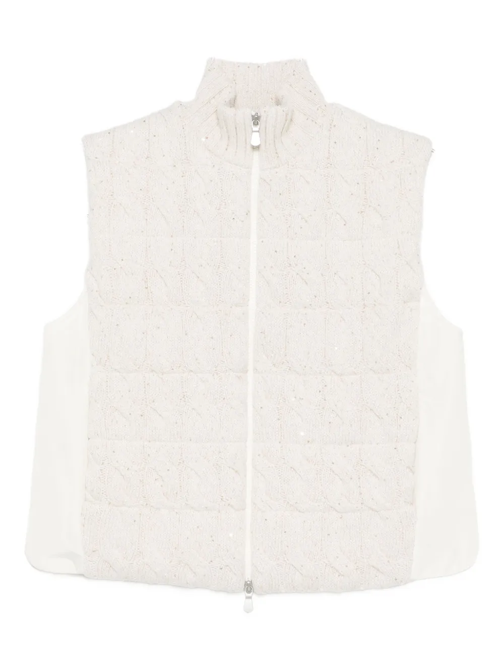 Gran Sasso Cable-knit Zip-up Vest In Neutral
