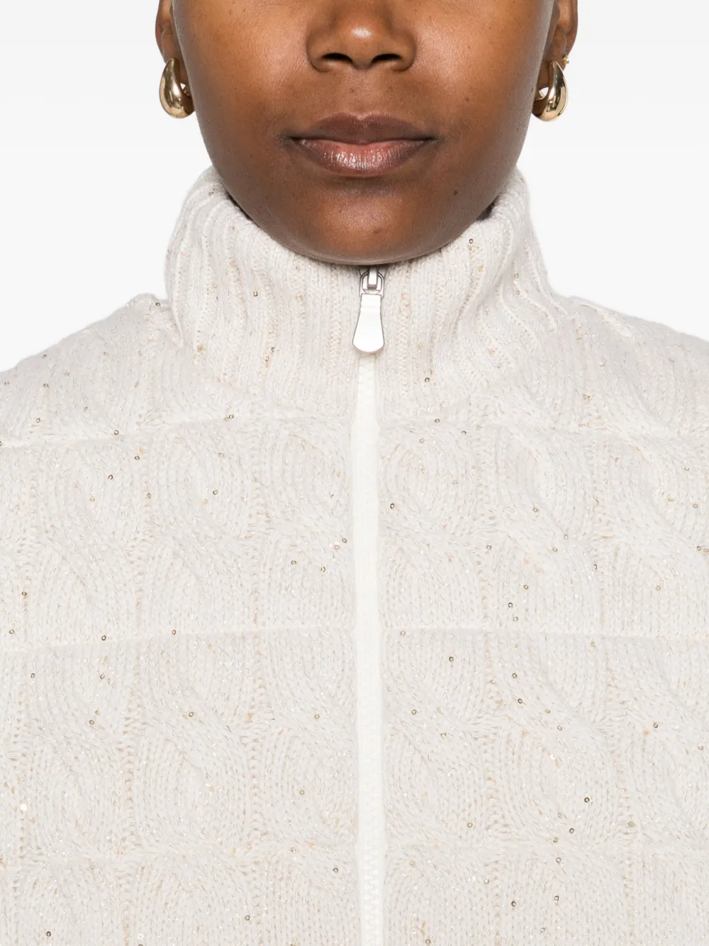 Gran Sasso Cable-knit Zip-up Vest In Neutral