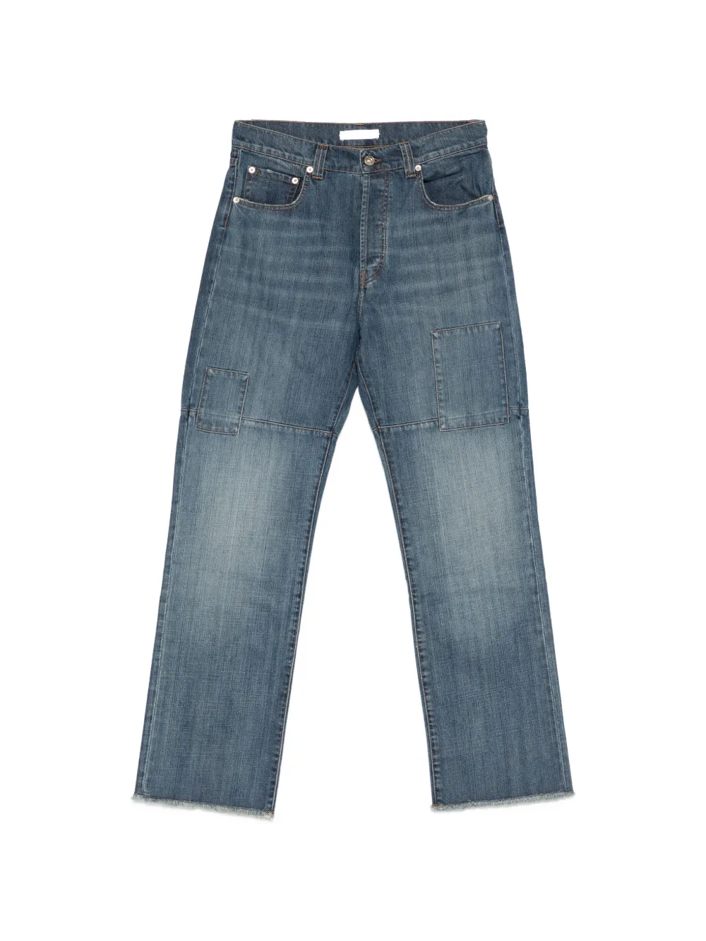 Wales Bonner patched slub wide-leg jeans - Blu