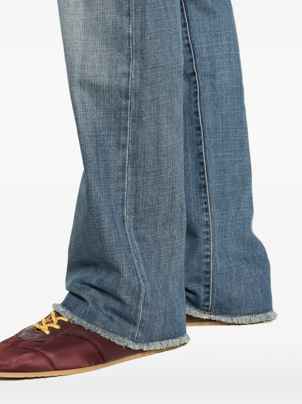 Wales Bonner Slib jeans met wijde pijpen en patch Blauw