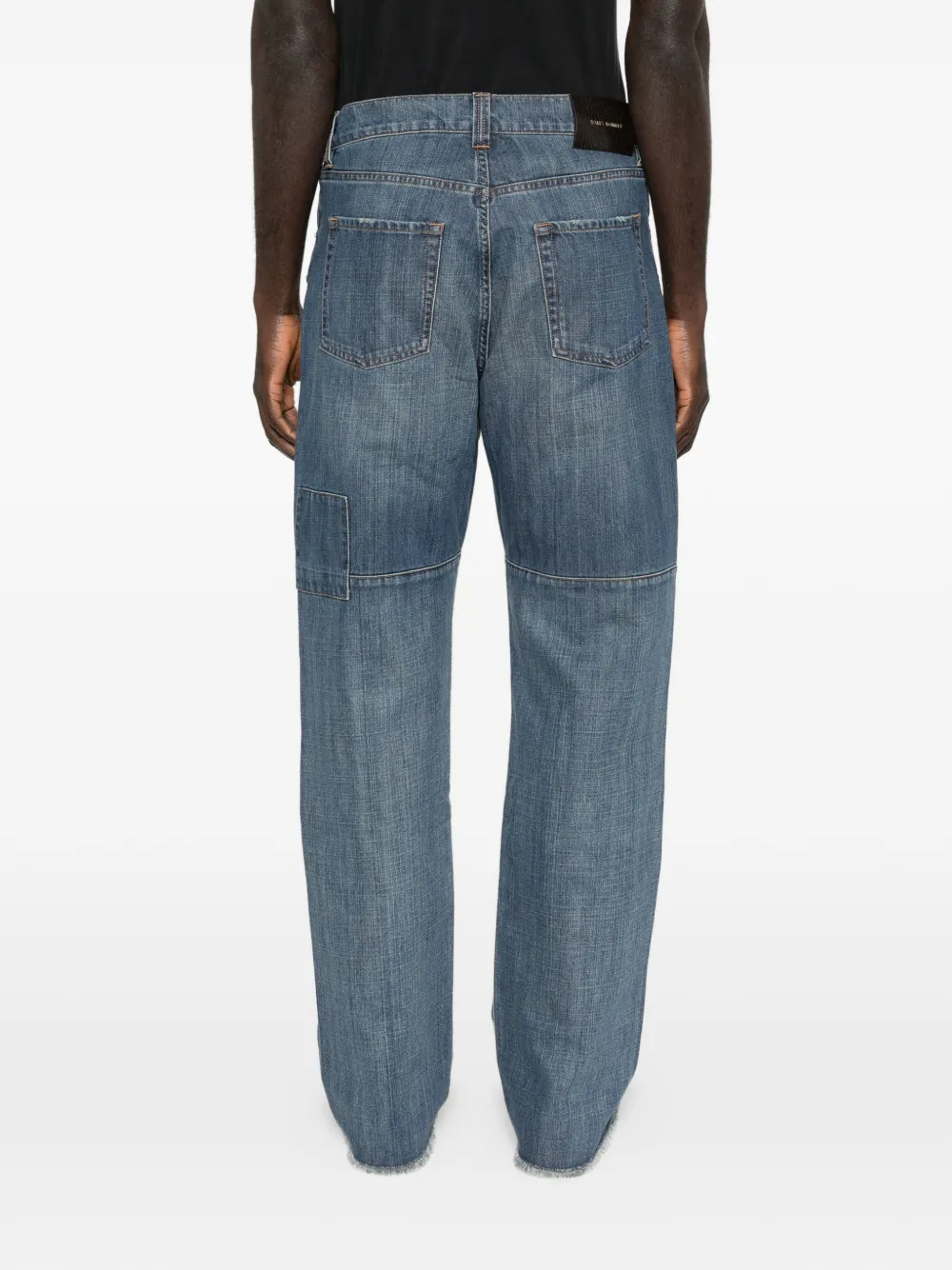 Wales Bonner Slib jeans met wijde pijpen en patch Blauw