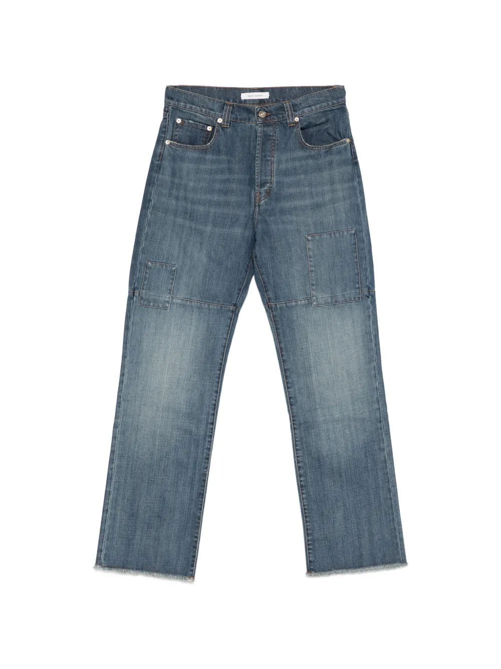 Wales Bonner patched slub wide-leg jeans - Blu