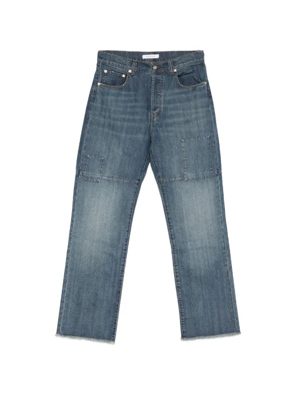 wales bonner 16ss フレアデニム Wales Bonner パッチ スラブ ワイドジーンズ | ブルー | FARFETCH JP