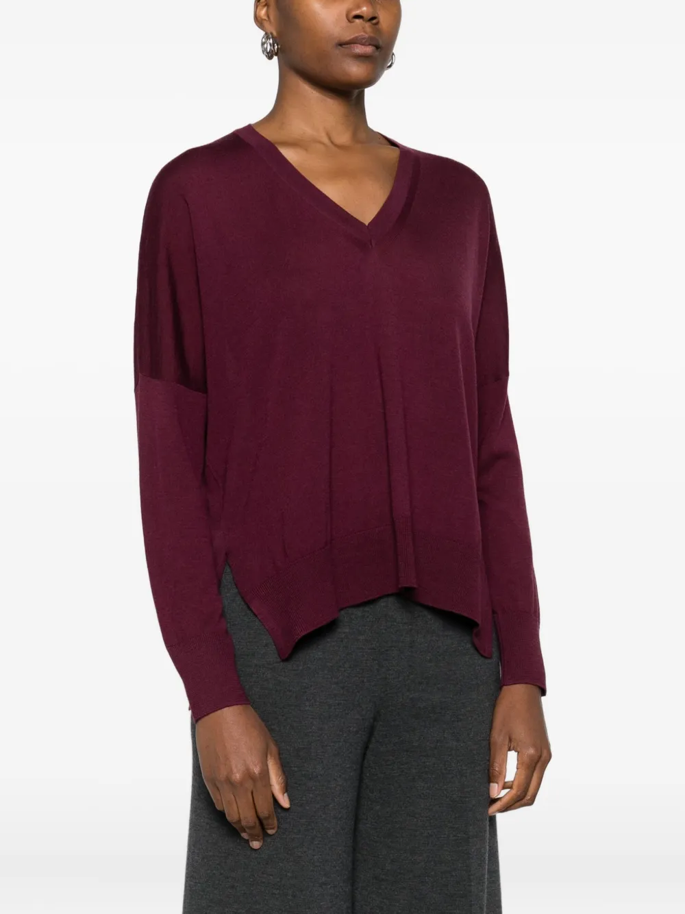 Gran Sasso V-neck Wool Sweater In Brown