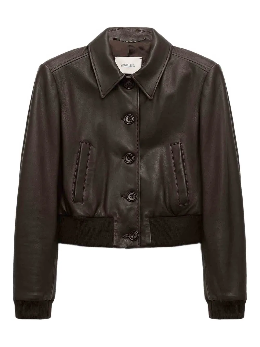 Dorothee Schumacher Classic-collar Leather Jacket In Brown