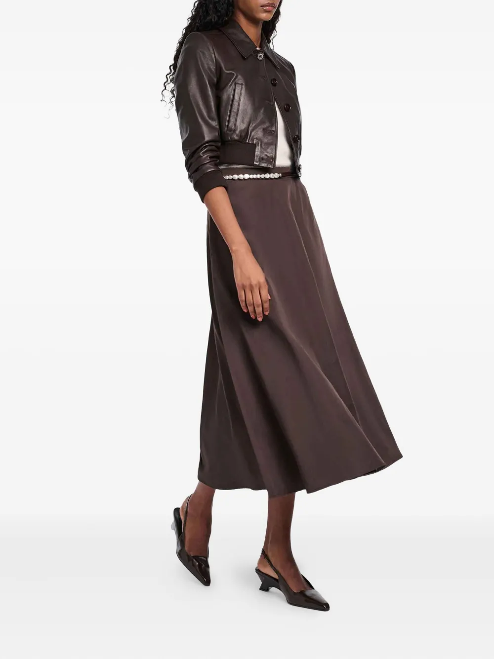 Dorothee Schumacher Classic-collar Leather Jacket In Brown