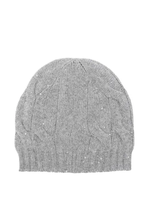 Gran Sasso cable-knit sequin-embellished beanie
