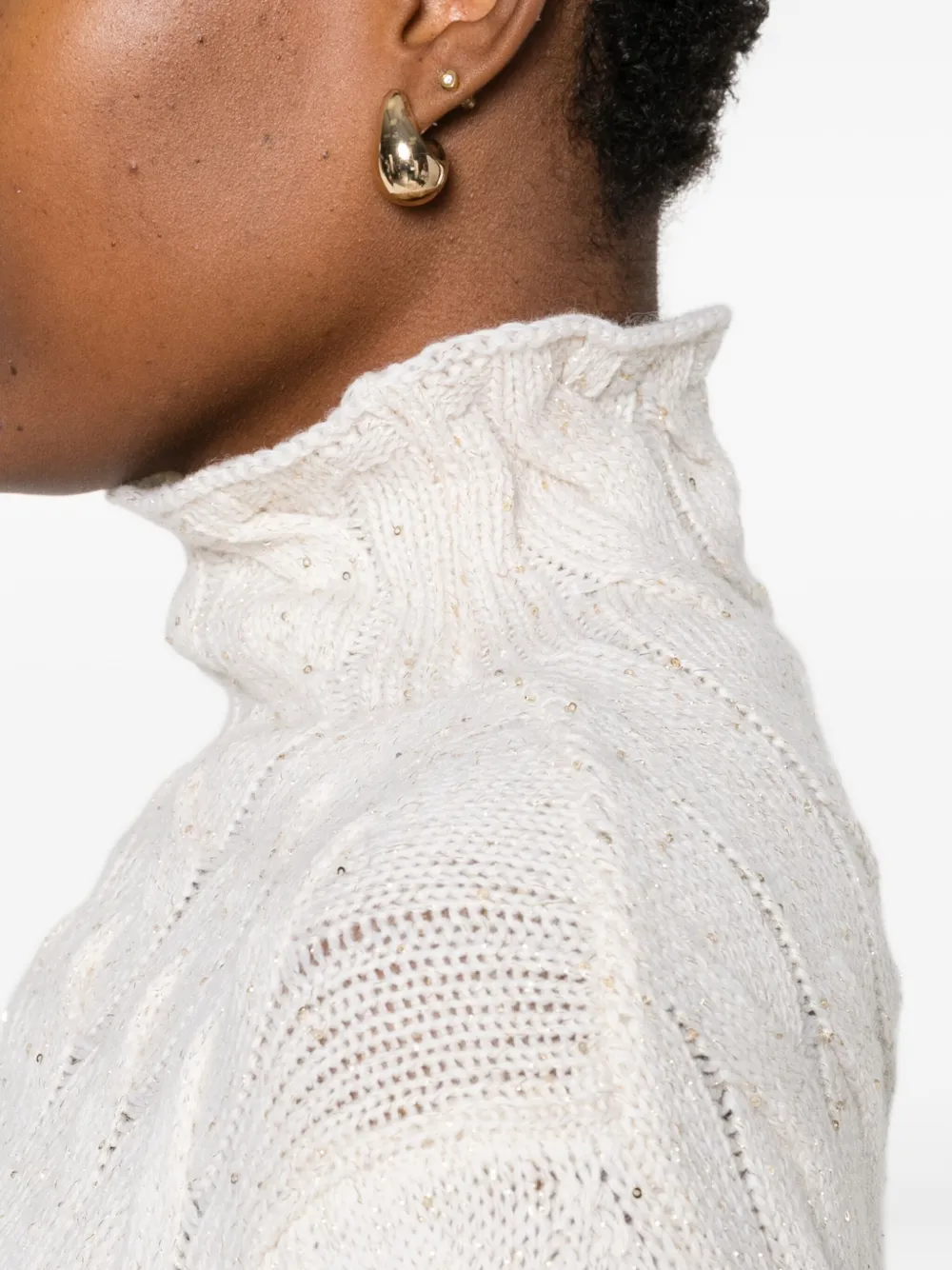 Gran Sasso Cable-knit High-neck Sweater In Neutral