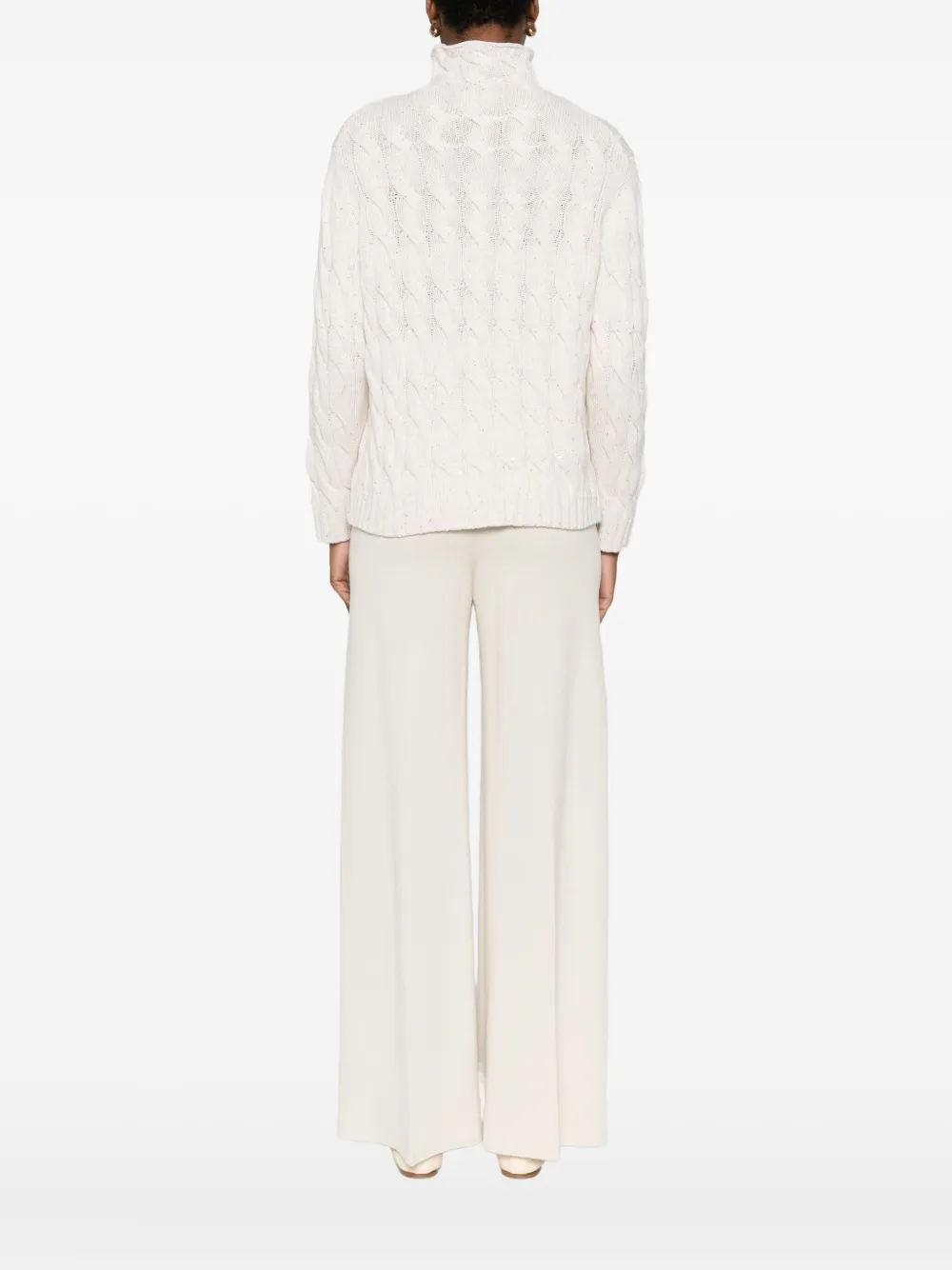 Gran Sasso Cable-knit High-neck Sweater In Neutral