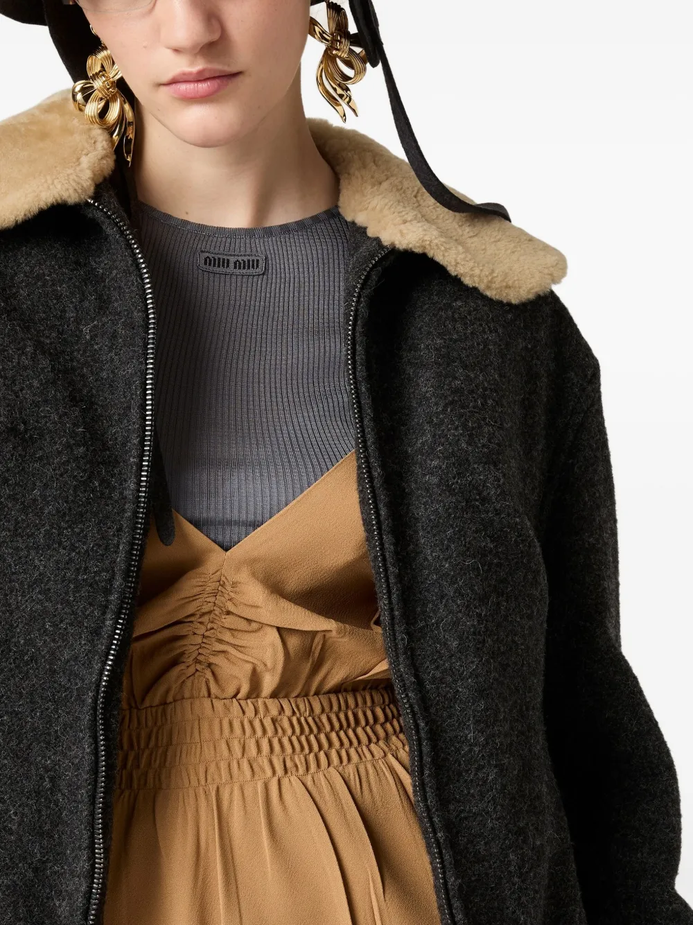 Miu Miu Sablé Dress In Brown