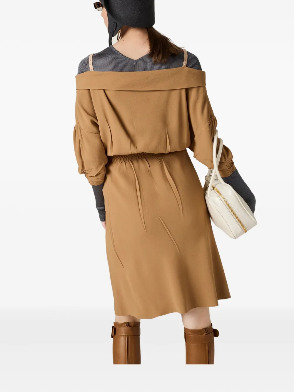 Miu Miu Sablé Dress In Brown