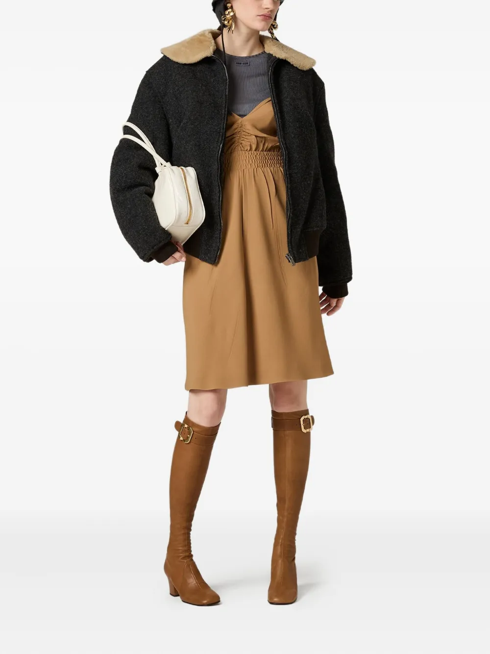 Miu Miu Sablé dress - Bruin