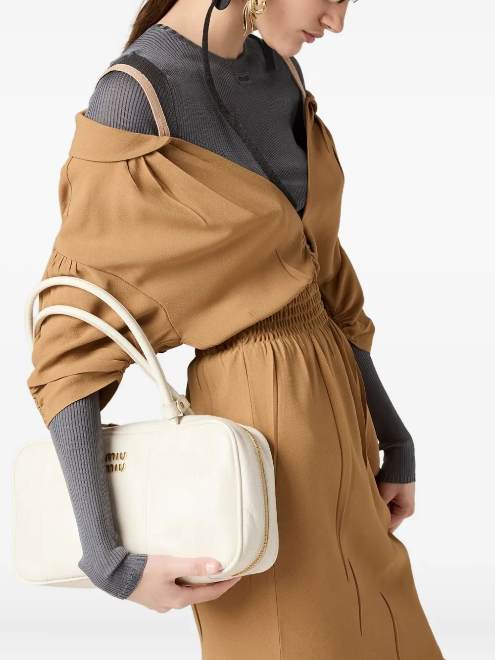 Miu Miu Sablé Dress In Brown