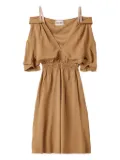 Miu Miu Sablé shoulder-strap smocked dress - Brown