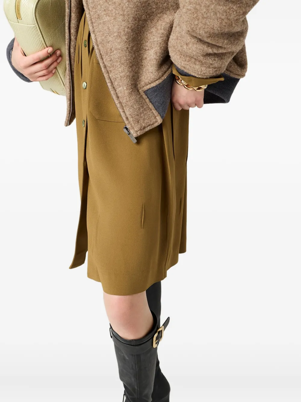 Miu Sablé gesmockte jurk Groen