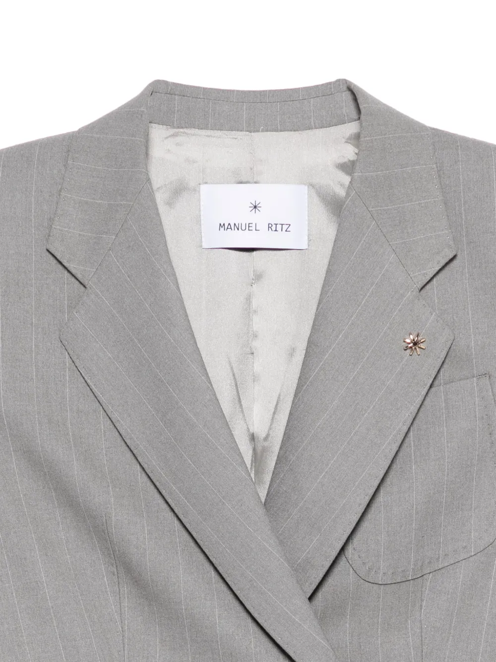 Manuel Ritz Pinstripe-print Double-breasted Blazer In Gray
