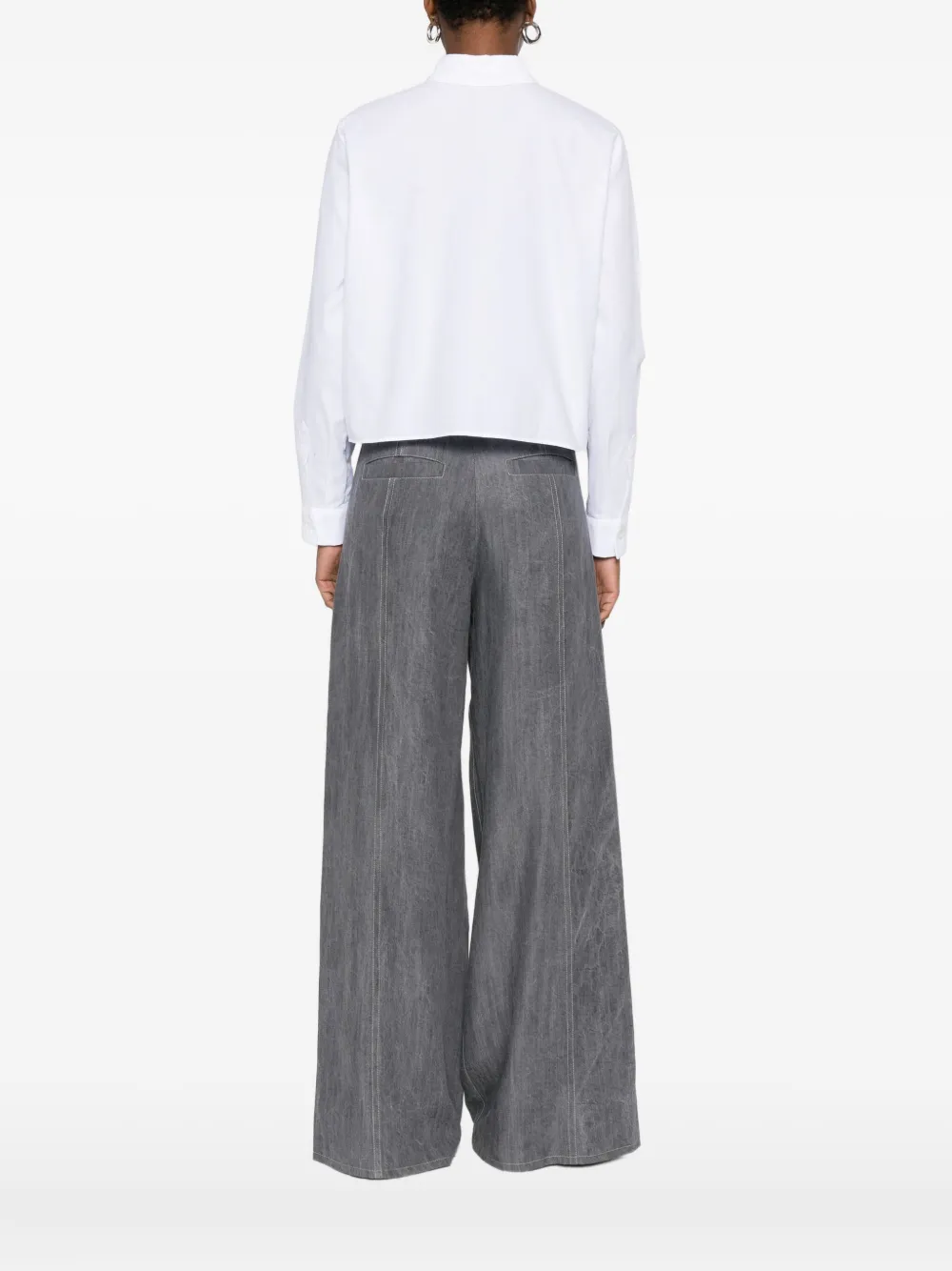 Manuel Ritz Oxford Cropped Shirt In White
