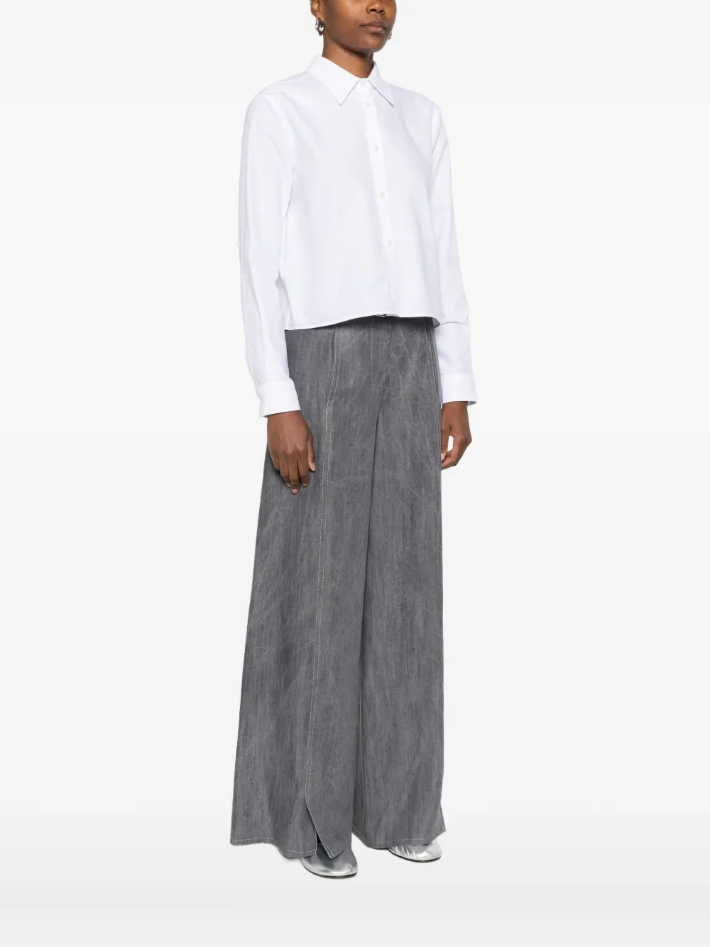 Manuel Ritz Oxford Cropped Shirt In White