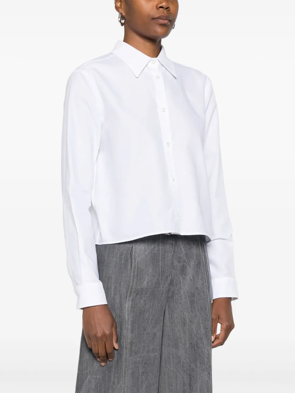 Manuel Ritz Oxford cropped blouse Wit