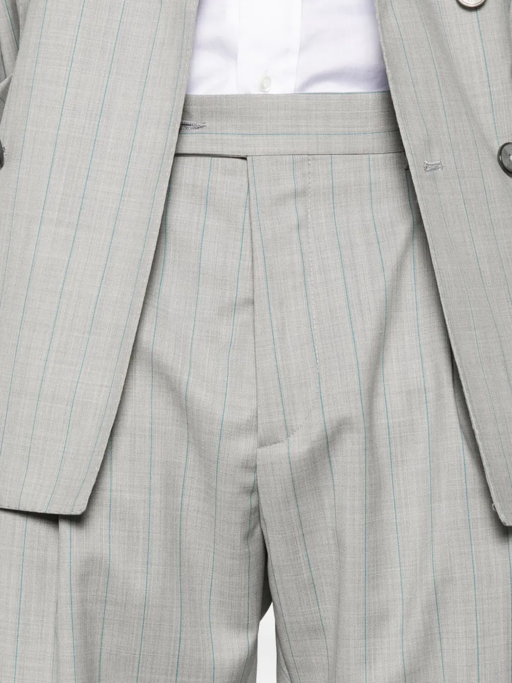 Manuel Ritz Pak met krijtstreep en dubbele rij knopen Grijs