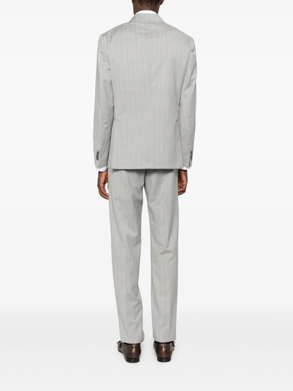 Manuel Ritz Pak met krijtstreep en dubbele rij knopen Grijs