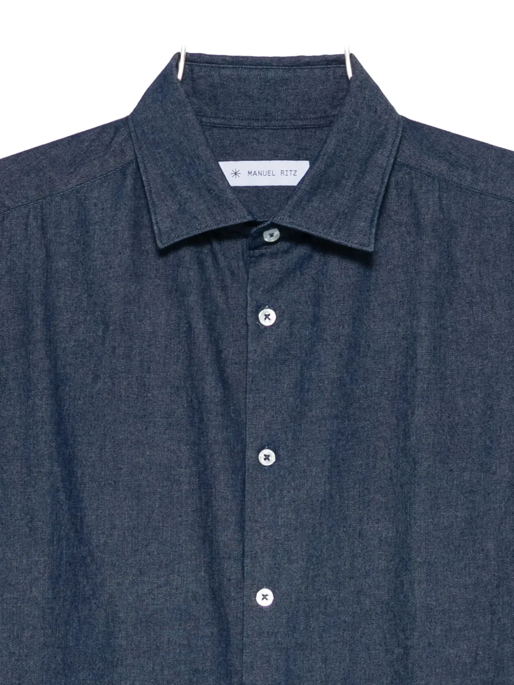 Manuel Ritz Katoenen-chambray overhemd met wassing Blauw