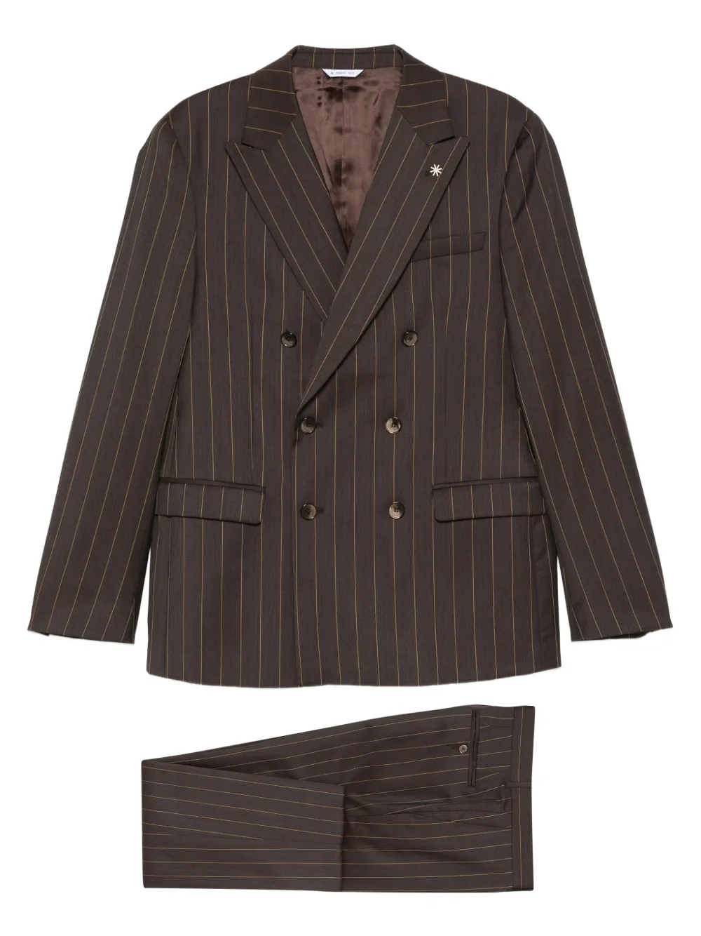 Manuel Ritz pinstriped suit | Brown | Image 1
