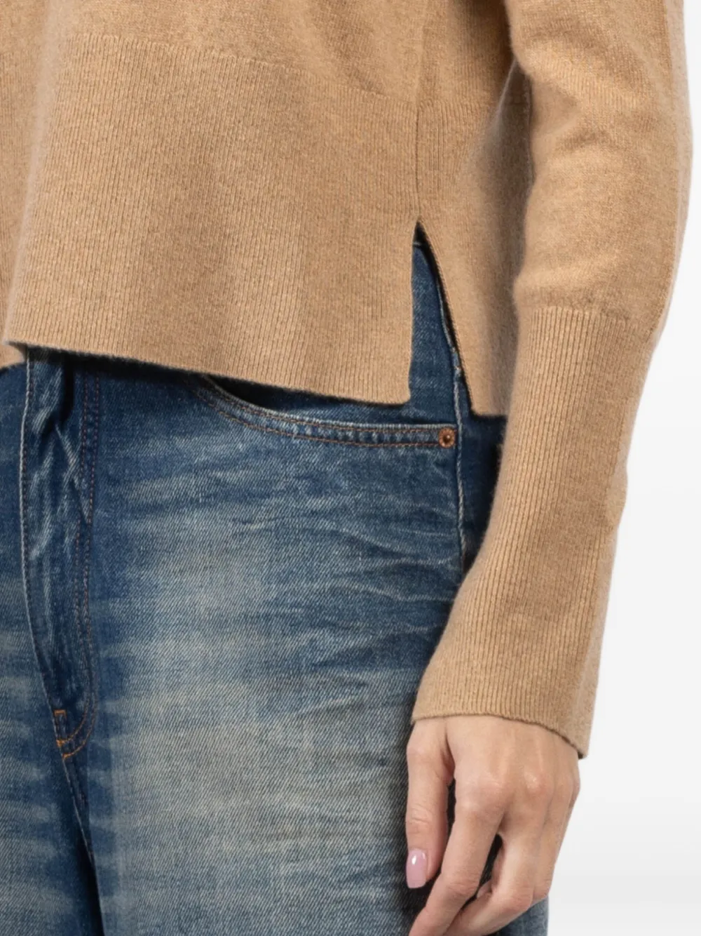 Arlo Mott Side-split Cashmere Sweater In Brown