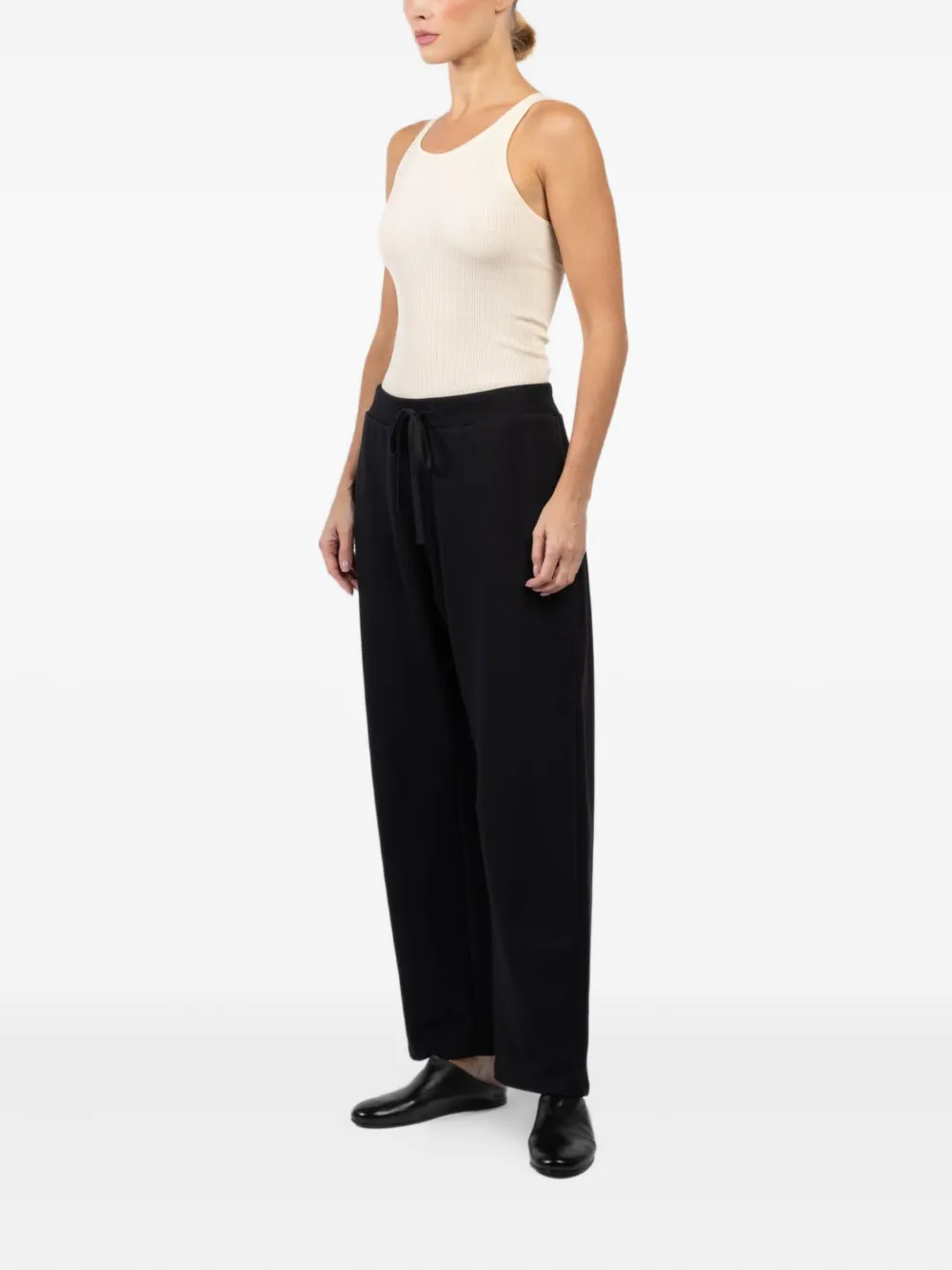 Arlo Mott Drawstring Cotton Trousers In Black