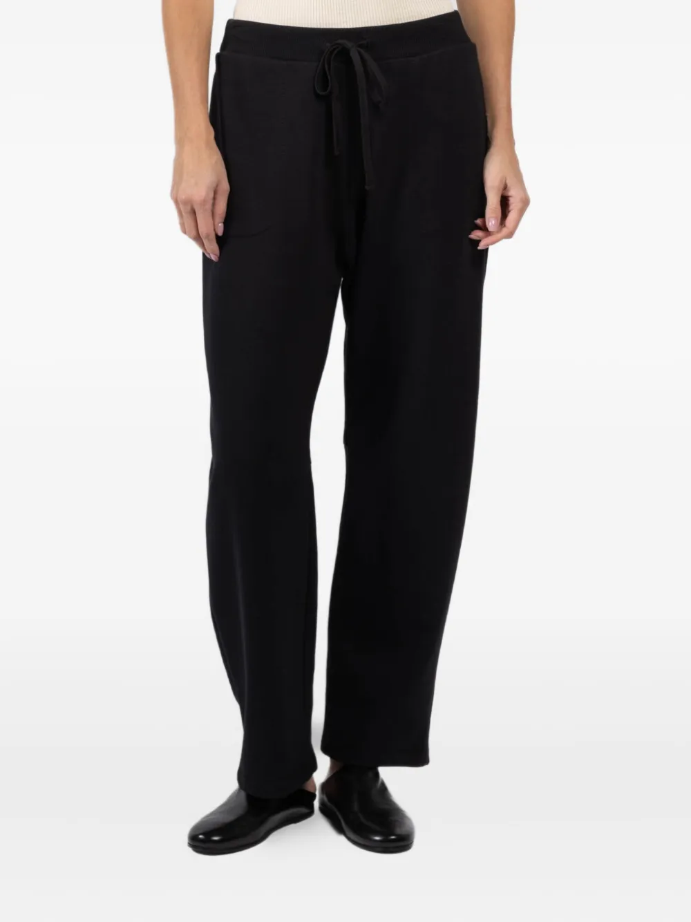 Arlo Mott Drawstring Cotton Trousers In Black