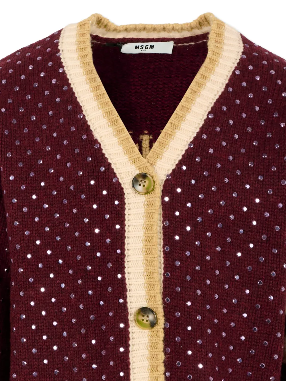 Msgm Sequin Striped Cardigan In Red
