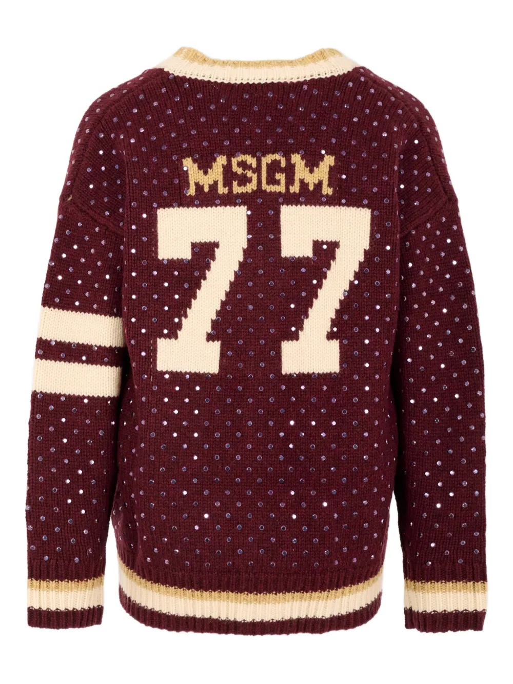 Msgm Sequin Striped Cardigan In Red