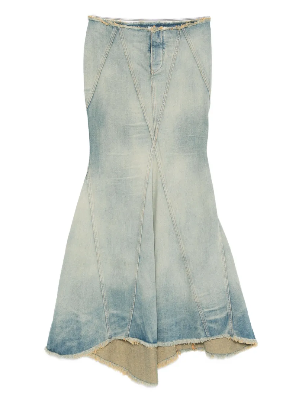 Off-white Flared Denim Maxi Skirt In Blue