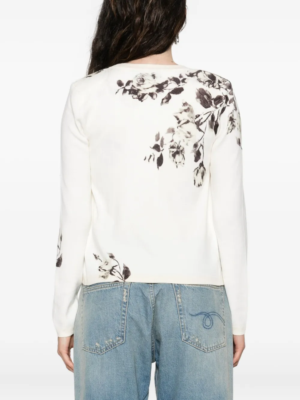 Blugirl Classic Knit Sweater With Long Sleeves In White