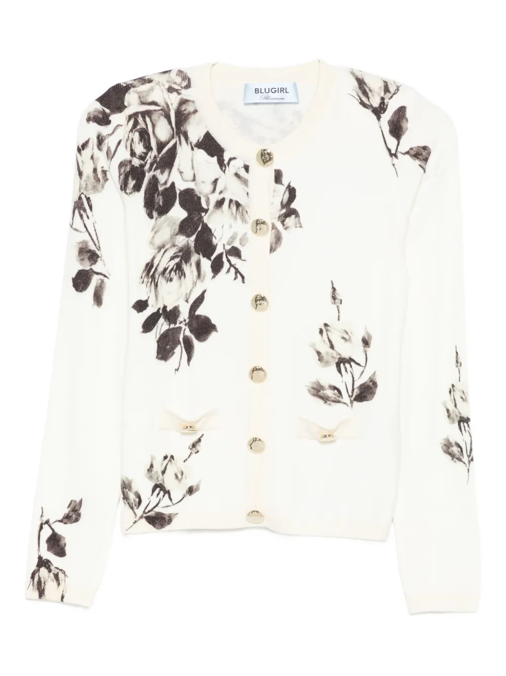 Blugirl Floral-print Cardigan In White