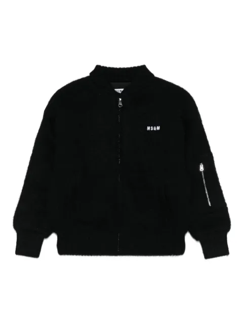 MSGM Kids logo-embroidered zip-up jacket