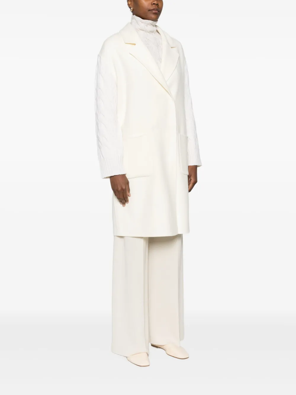 Gran Sasso Kabelgebreide jas met vlakken Beige