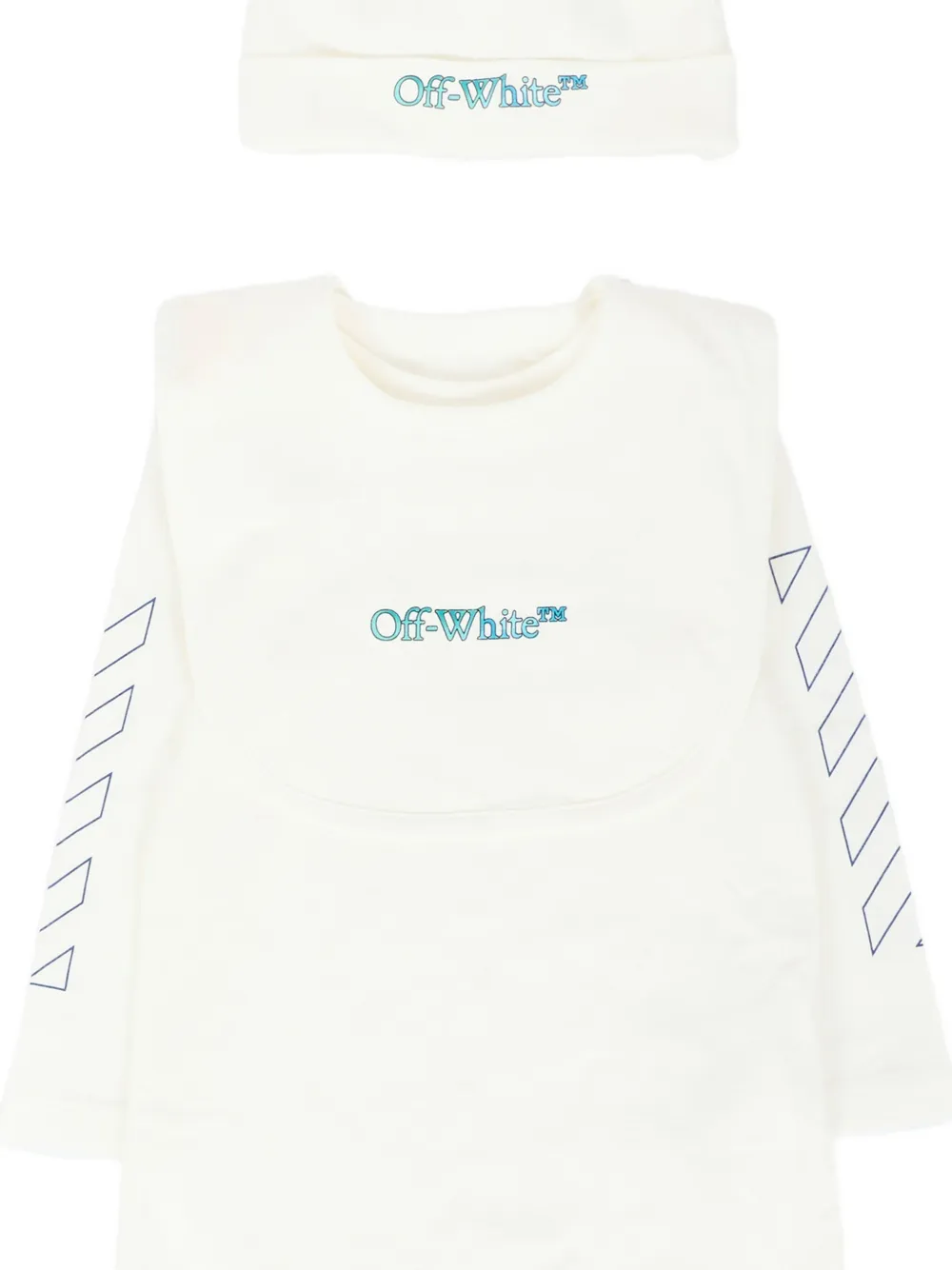 Off-white Sleeve-graphic Babygrow Set In Animal Print