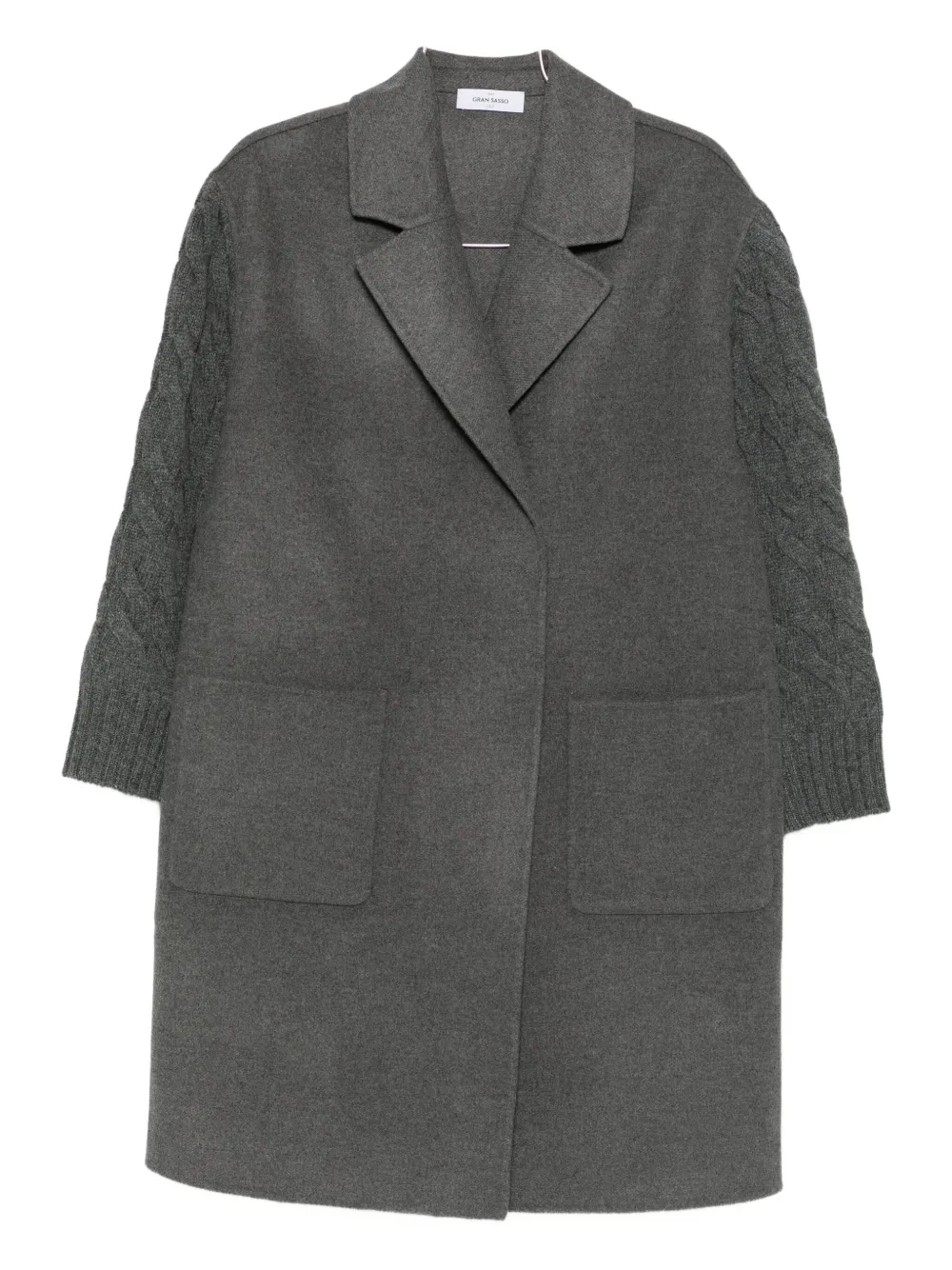 Gran Sasso cable-knit panelled coat | Grey | Image 1