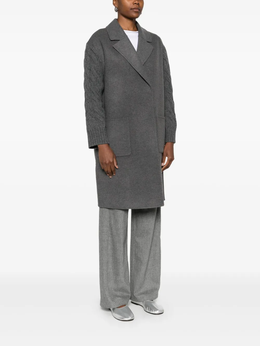 Gran Sasso Kabelgebreide jas met vlakken Grijs