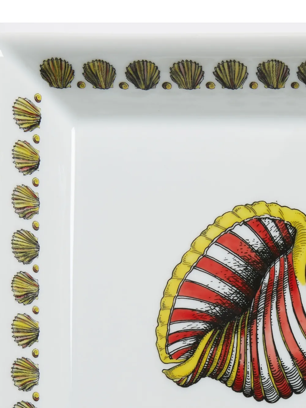 Fornasetti Vide-poche Shell-pattern Square Tray (20,8cm X 20,8cm) In Multi